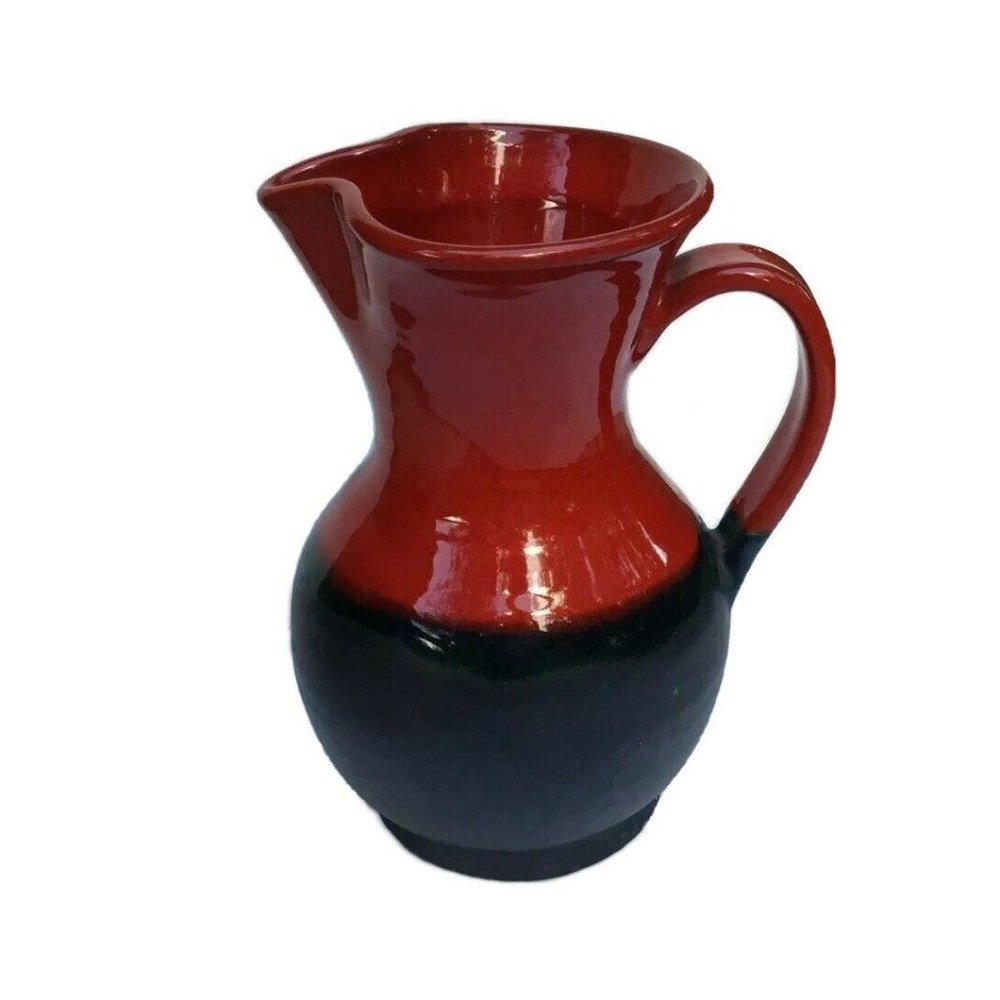 Hand Thrown Studio Art Pottery Glazed Pitcher Jug 9” Tall